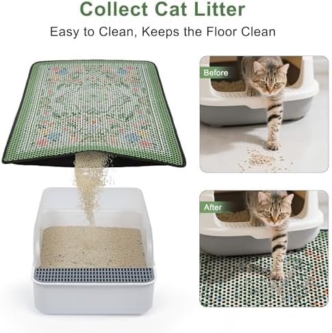 Cat Litter Mat 26.8"x46.5" Double Layer Waterproof Litter Box Mat Washable Litter Trapping Mat
