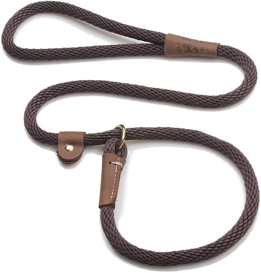 Mendota Pet Slip Leash - Dog Lead and Collar Combo - Made in The USA - Dark Brown, 1/2 in x 6 ft - for Large Breeds