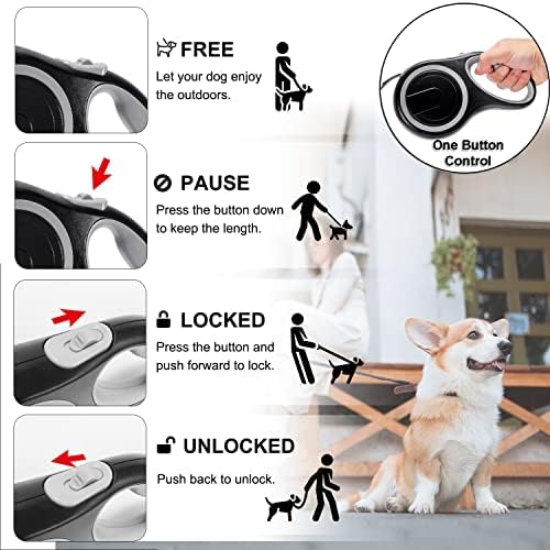 16 FT Retractable Dog Leash,Small/Medium/Large Dog Retractable Leash（Black） for Dogs