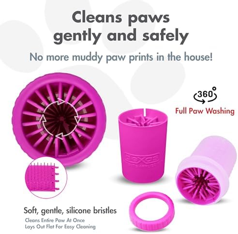 Dexas MudBuster Portable Dog Paw Cleaner, Small, Fuchsia - Premium Quality Pet Accessory
