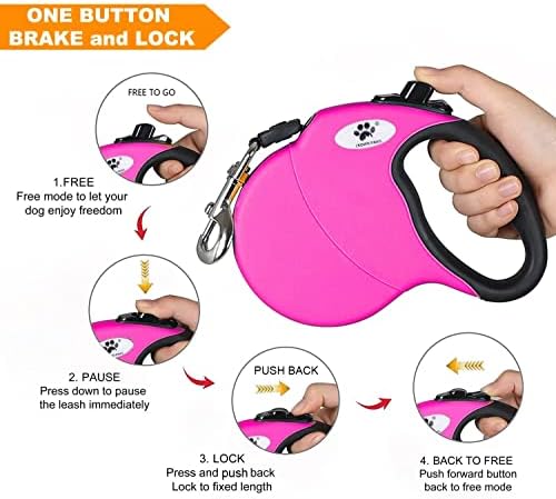 Retractable Dog Leash, Pink, Small Dog