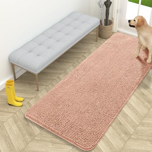 OLANLY Dog Door Mat for Muddy Paws 59x24, Super Absorbent Chenille Mud Mat