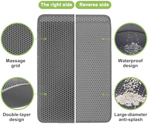 caldara Cat Litter Mat 47/x 27.5/,Extra Large litter trapping mat Double Layer Waterproof Easy Clean,cat accessories(Gray) MSD001