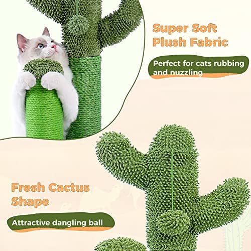 PAWZ Road Cat Scratching Post 27” Cactus Cat Scratcher with Toy Ball Large