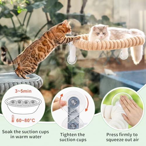 Sunhoo Foldable Cat Window Perch, Large Suction Cup Kitty Hammock, Grey