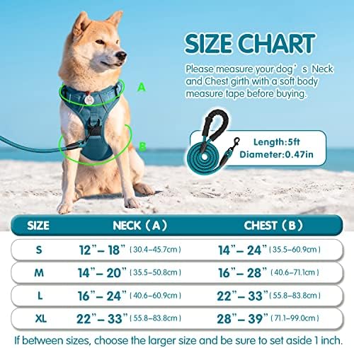 PoyPet Dog Harness and Leash Set, No Pull Vest with Front Clip and Handle