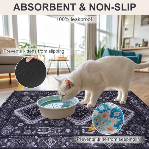 BEAUTYZOO Cat Litter Mat, 28" x 36" Large Litter Trapping Mat, Waterproof