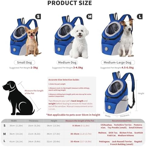 PETCUTE Pet Carrier Backpack,Breathable Dog Backpack Carrier with Adjustable Straps,Side Storage Pockets,Dog Head-Out Backpacks with Safety Belt,Puppy Front and Back Carriers for Small Dogs Cats