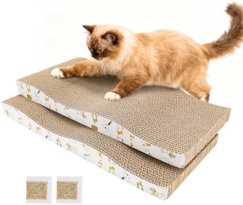 PatiencET Cat Scratch Pad 2 Pack, Waved Cardboard Cat Scratcher