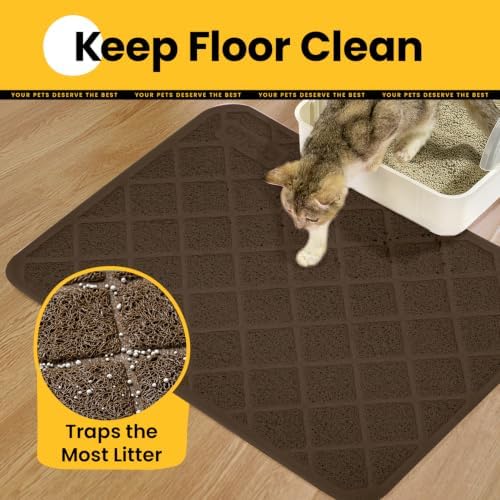 Conlun Cat Litter Mat Litter Trapping Mat, 24" x 17" Brown