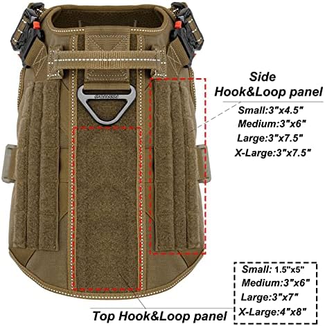 ICEFANG Tactical Dog Harness,X-Large Size, 2X Metal Buckle,Working Dog MOLLE Vest with Handle,No Pulling Front Leash Clip,Hook and Loop Panel