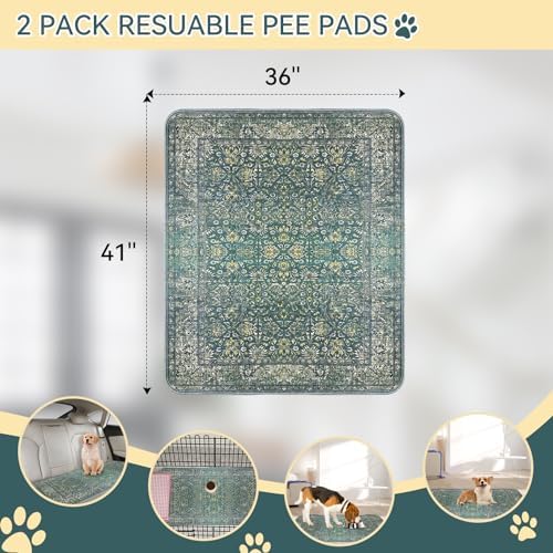 Washable Pee Pads for Dogs, Waterproof Leakproof Super Absorbent Non-Slip Whelping Training Cats Pads Litter Mat for Furniture Protector Pet Housebreaking, Reusable Puppy Pads