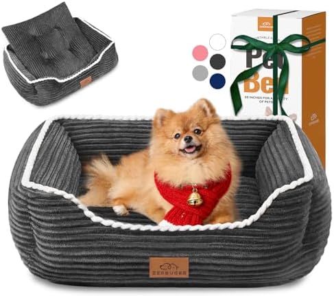 Zerbuger 25in Dark Grey Rectangle Cat Dog Bed Machine Washable Sofa
