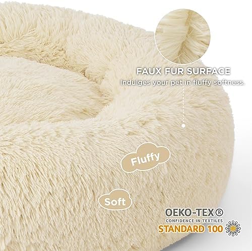 Bedsure Calming Dog Beds Large Sized Dog Donut Washable Pet Bed,36ins