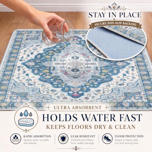 Washable Pee Pads for Dogs,Super Absorbent Reusable Puppy Potty Training Pads,Waterproof,Leak-Proof & Non-Slip Potty Pads for Floor,Whelping,Crates,Bed(Indigo Sky, 36"x72")