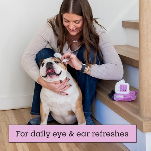 Pet Life Unlimited Dog Eye & Ear Wipes, 30 Count, Hypoallergenic, Fragrance-Free, Plant-Based Cleaning & Grooming Wipes with Aloe & Chamomile, Gently Remove Dirt & Wax, Soothes Skin (Pack of 4)