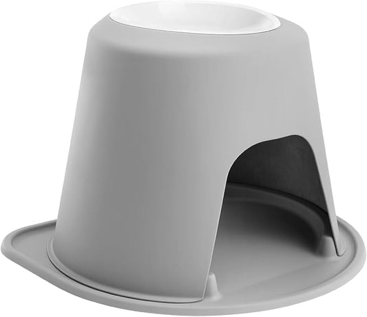 WeatherTech Single High Pet Feeding System w/Plastic Dog/Cat Bowls - 14" High Stand Light Grey (PSH9614LGLG)
