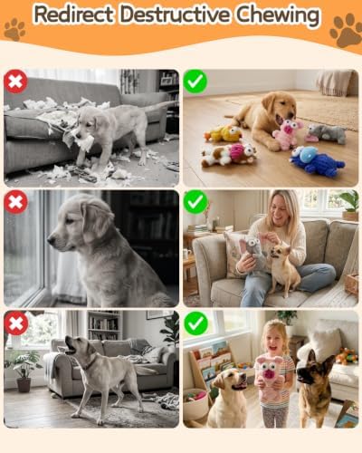 BoYoYo 5 Pack Plush Squeaky Dog Toys for Small Dog,Stuffed Animal Puppy Toy