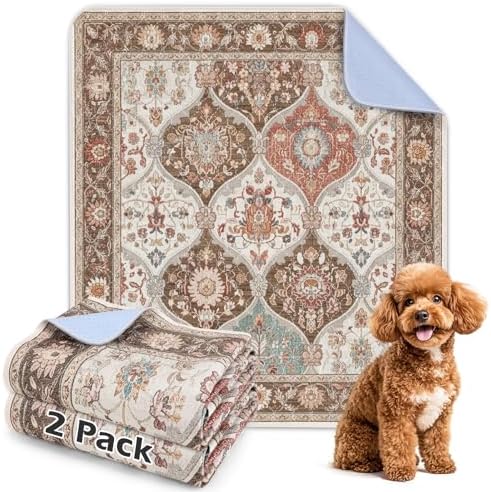 INVENHO 2PACK Washable Pee Pads for Dogs, Reusable Dog Pads Upgrade Non-Slip Dog Pee Pads Heavy Absorbency Puppy Pee Pads Quick Dry Whelping Pads/Waterproof Puppy Training Pad