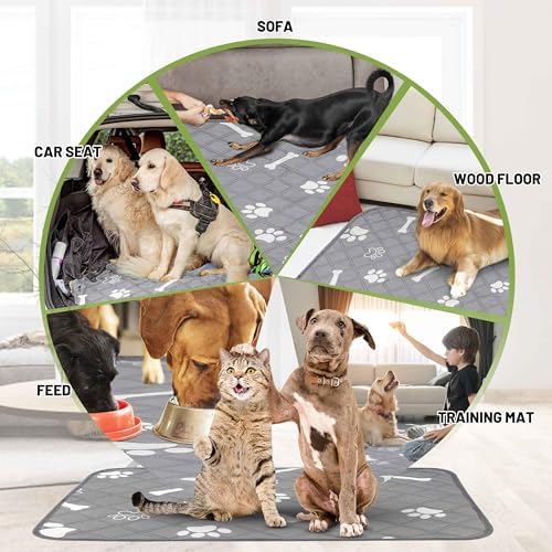 PatiencET Washable Pee Pad for Dogs, 72" x 72" Extra Large, Reusable Non-Slip Waterproof Playpen & Whelping Pad, Super Absorbent Floor Protector for Large Dogs & Multi-Pet Homes