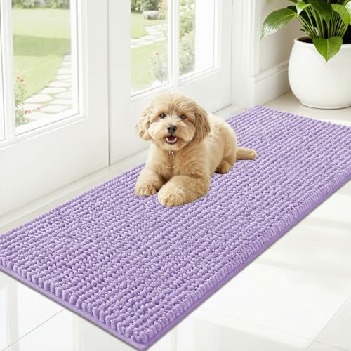 OLANLY Dog Door Mat for Muddy Paws 47x20, Extra Absorbent Chenille Mud Mat