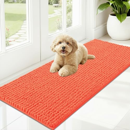 OLANLY Dog Door Mat for Muddy Paws 59x20, Extra Absorbent Chenille Mud Mat