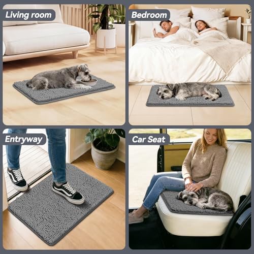 Bcoimo Super Absorbent Dog Door Mat, 30"*20" Anti Slip Mat for Muddy Paws