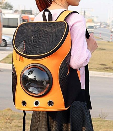 Vedem Pet Durable Nylon Carrier Bag Cat Dog Traveler Bubble Backpack (Orange)