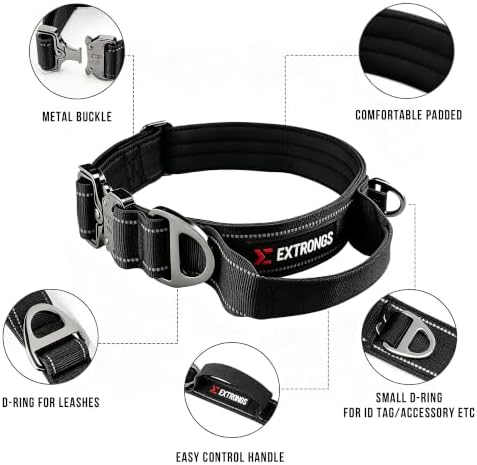 Adjustable Reflective Tactical Dog Collar for Large Dogs