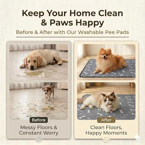 Washable & Reusable Pee Pads for Dogs (Blue Grey,24x36,2 Packs)