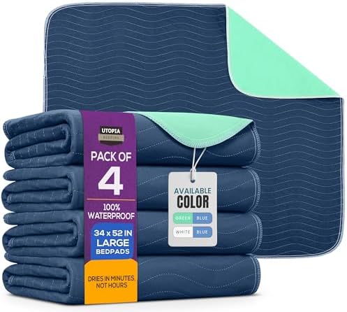 4 Pack Washable Pee Pads for Dogs 34" x 52", Waterproof Dog Training Pads