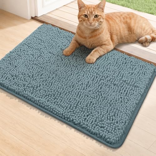 Bcoimo Super Absorbent Cat Door Mat, 24"*17" Anti Slip Mat for Muddy Paws