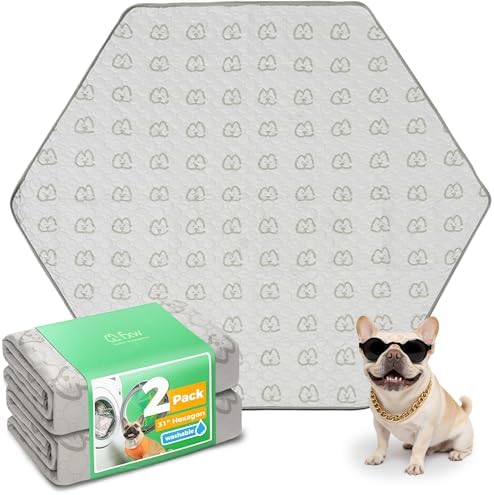 FXW Washable Pee Pads for Dogs, Super Absorbent, 31" Hexagon, 2 Packs
