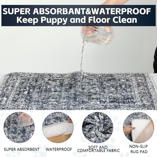 Washable Thickened Pee Pads for Dogs, 4 Pack (18"x24") Upgrade Reusable Puppy Pads with Non-Slip Rug, Super Absorbent Leakproof Puppy Training & Whelping Pads for Dogs, Doggie