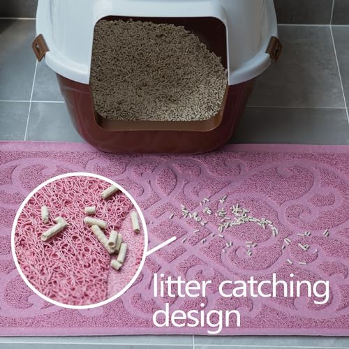 PetLike 2pk 30x18 inch Cat Litter Box Mat, Thick Kitty Litter Trapping Mat, Durable,Waterproof &Washable with Non-Slip Backing, Soft on Kitty Paws and Easy to Clean, BPA Free
