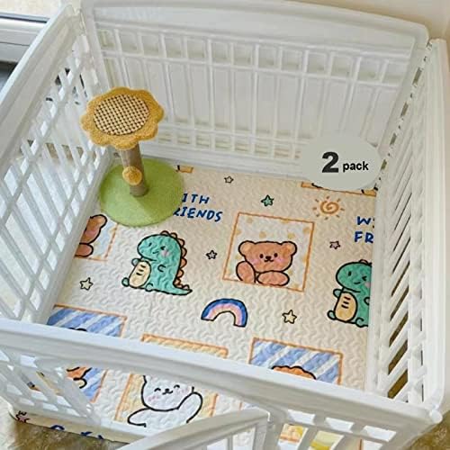 Dog Playpen Urine Pad Dog Pee Pads Puppy Pads 2 Pcs, [PLAYPEN NOT Included] Reusable Puppy Training Mat,Large Pet Pee Mats,Waterproof Pet Mats for Dogs Bed Mat,Super Absorbing Whelping