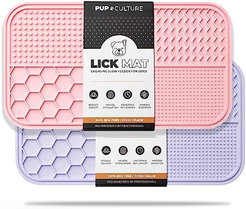 Pup Culture Dog Lick Mat for Dogs (2 Pack), Feeding Pad for Anxious Pets Plus 4 Different Puzzles for Mental Stimulation for Dogs - Supports Mental, Dental, and Digestive Health - Heavy Duty