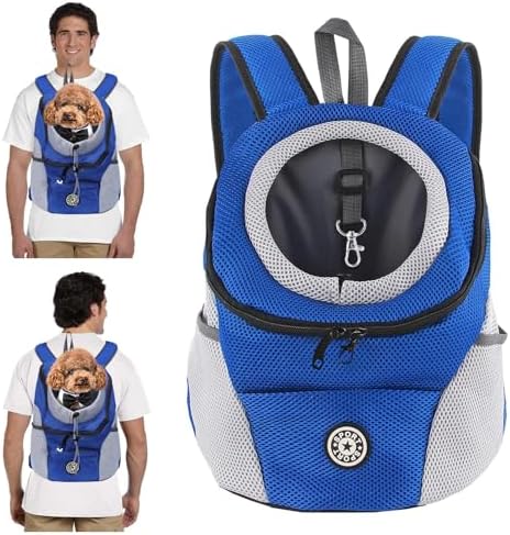 PETCUTE Pet Carrier Backpack,Breathable Dog Backpack Carrier with Adjustable Straps,Side Storage Pockets,Dog Head-Out Backpacks with Safety Belt,Puppy Front and Back Carriers for Small Dogs Cats
