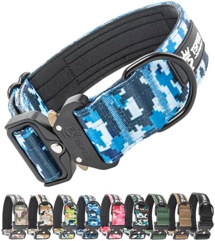 TSPRO Tactical Dog Collar, Heavy Duty Quick Release Metal Buckle and Patch