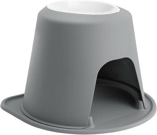 WeatherTech Single High Pet Feeding System w/Plastic Dog/Cat Bowls - 14" High Stand Dark Grey (PSH9614DGDG)