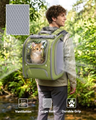 Pecute Cat Backpack Carrier,Large Space Cat Bubble Backpack,Light Green