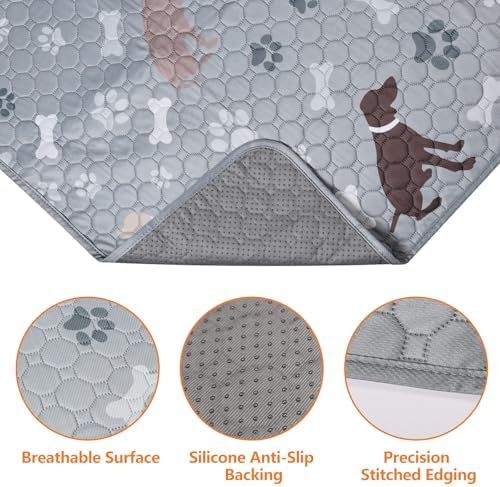 Mozin Washable Pee Pads for Dogs, 2 Pack Super Absorbent Dog Training Pads Leakproof Non-Slip Reusable Puppy Pads, Waterproof whelping Pad for Housebreak, Playpen, Crate,Potty Training, Couch- 18"x24"