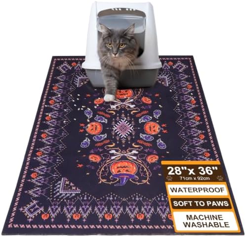 BEAUTYZOO Cat Litter Mat, 28" x 36" Large Litter Trapping Mat, Waterproof