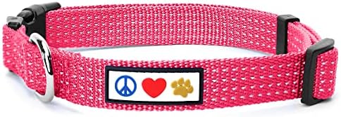 Pawtitas Pet Soft Training Adjustable Reflective Stitching Puppy / Dog Collar Large 1 Inch Pink