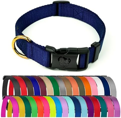 Country Brook Petz - Everyday Nylon Dog Collar for Large, Medium, and Small Dogs and Puppies - for Everyday Use in 30+ Colors (Small, 3/4 Inch Wide, Navy Blue)