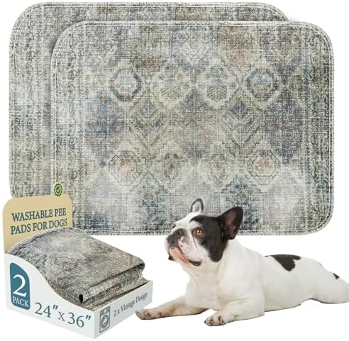 Homimp Washable Pee Pads for Dogs, 2 Pack Reusable Puppy Pads Waterproof,Absorbent and Leakproof Dog Pee Pads,Non Slip Puppy Training Pads, Pet Mat for Floor, Crate, Couch, Whelping, Grey 24"x36"