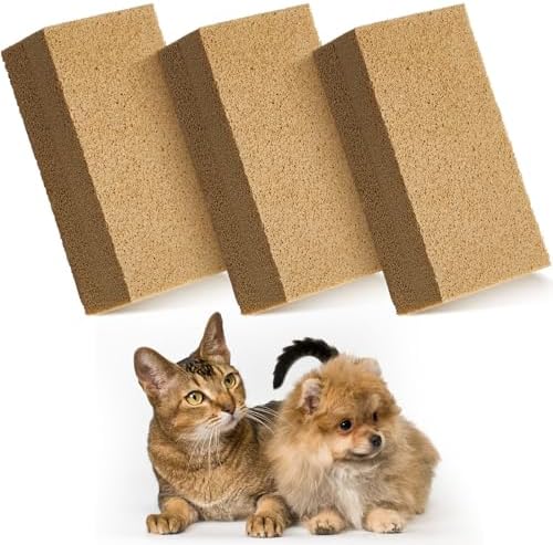 3 Pack Pet Hair Remover Sponge Cat and Dog Hair Sponge, Khaki