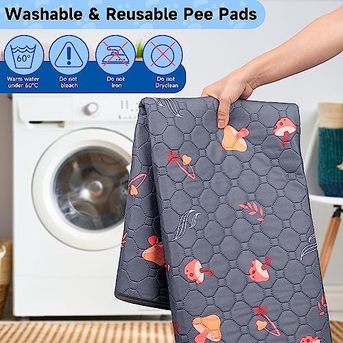 Sunheir Washable Pee Pads for Dogs, 2-Pack Reusable Puppy Pads, Waterproof Non-Slip Wee Wee Mats, Absorbent and Leakproof Training Mats for Potty, Crate, Playpen, Bed, Grey 24"x 36"