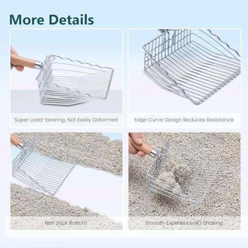 Metal Cat Litter Scoop, Heavy Duty Kitty Litter Sifter Scooper, Short
