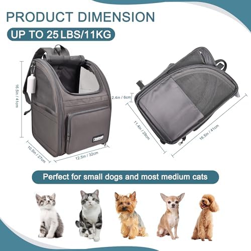 Jespet Pet Backpack Carrier for Small Dog, Soft Car Bed Ideal for Traveling